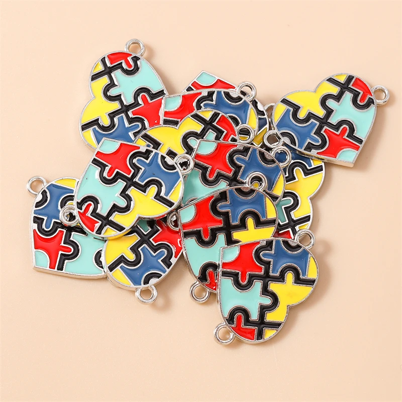 20 Stück 28x19mm Niedliche Emaille-Herzanhänger Verbinder für Schmuckherstellung DIY Armbänder Halsketten Handgemachtes Kunsthandwerk Zubehör – Detail 9
