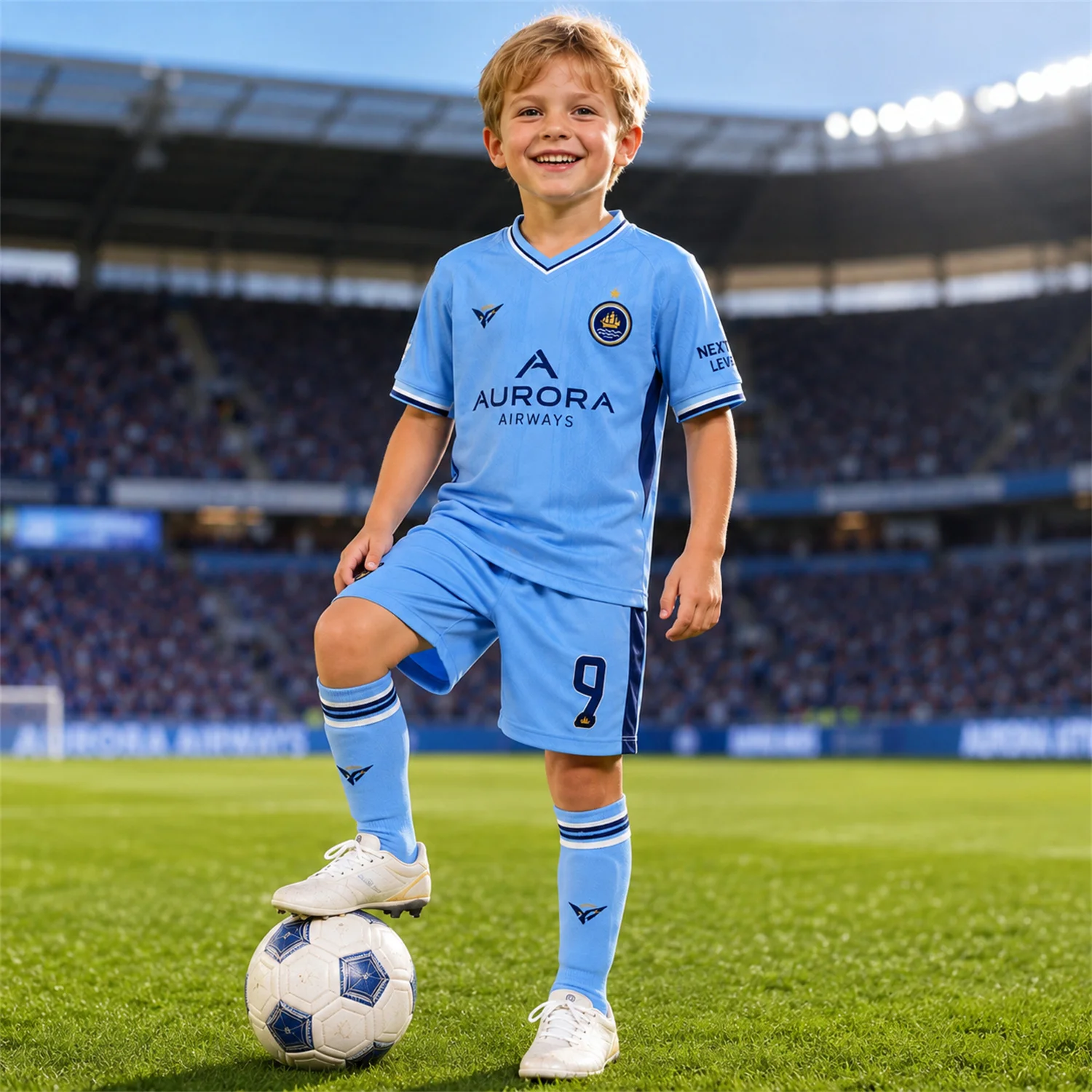 Erwachsenen- und Kinder-Fußballtrikot in Blau, Haaland 9 Fußballshirt, Atmungsaktives, Schnell Trocknendes Kurzarm-Sporttrikot für Jungen und Mädchen, Fan-Top – Detail 2