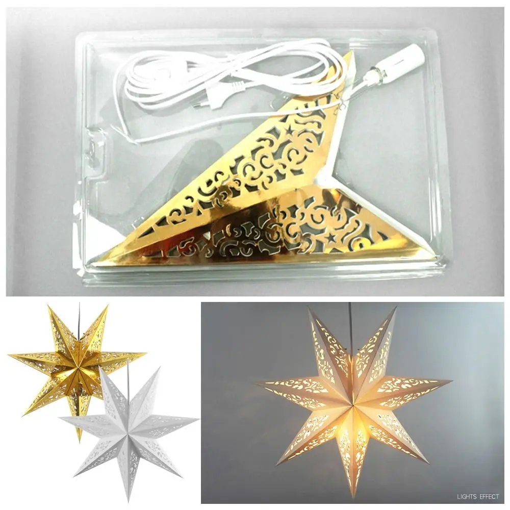 Party Window Background Hollow Seven Point Star Decorative Lampshade Christmas Paper Star Lampshade 45cm Decorative Lamp