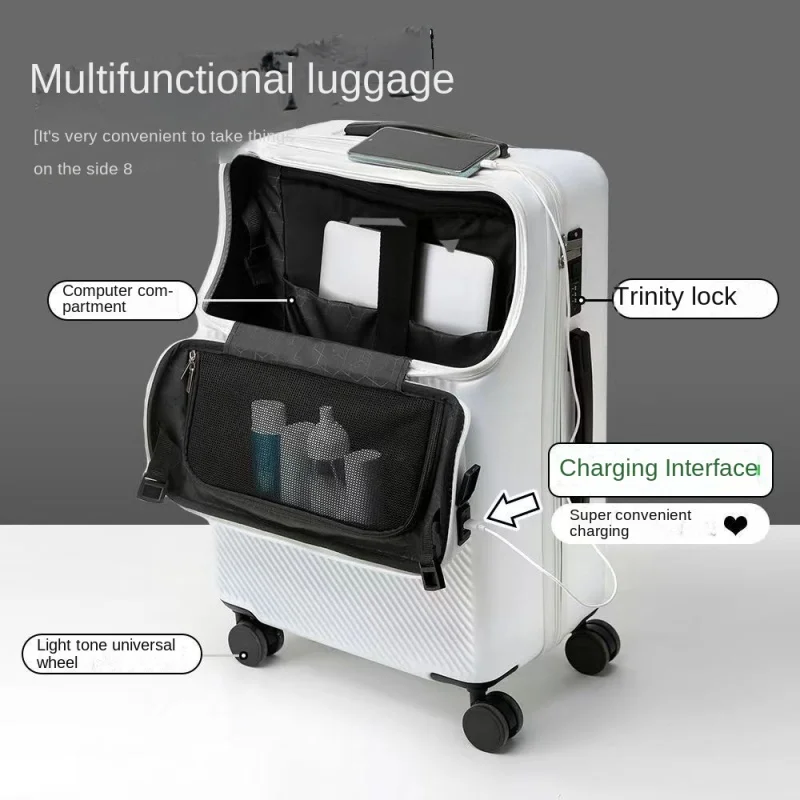 New Multi-Functional Front Opening Boarding Case Strong and Durable Student Luggage Universal Wheel Travel Trolley Password Box