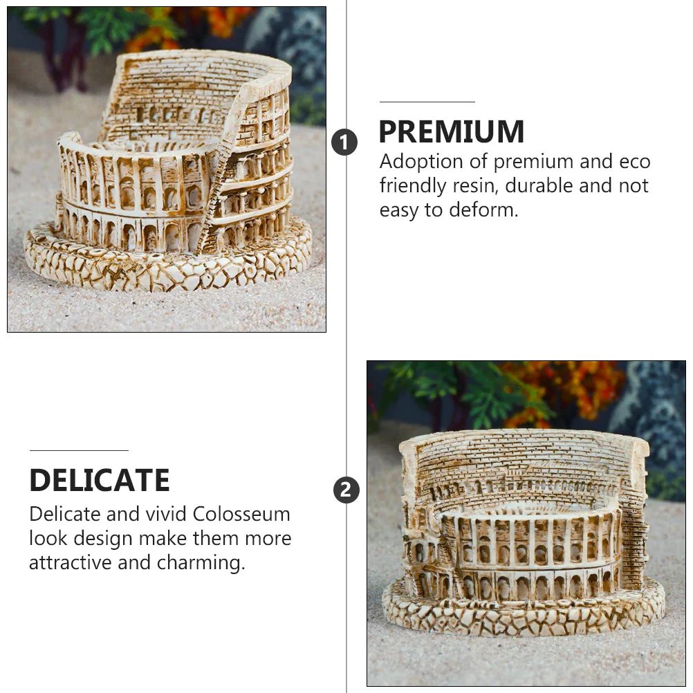 

2PCS Resin Handicraft Ornaments Colosseum Crafts Vivid Design Gift DIY Sand Table Decor Bonsai Small Resin Adornment