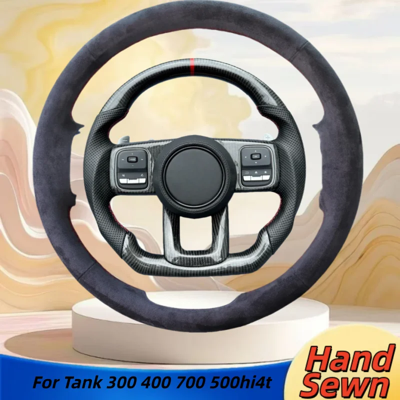 

Hand-Sewn Genuine Leather Car Steering Wheel Cover For Tank 300 400 700 500hi4t Car Interior Accessories