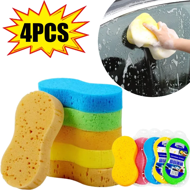 

1/2/3/4PCS Car Wash Sponge Large Honeycomb 8 Compressed Sponge Block High Density Car Wipe Waxing Sponge Wipe Car Cleaning Tools