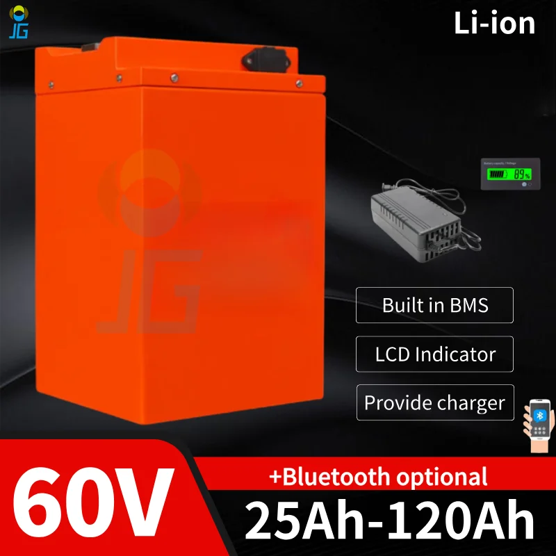 

60V 40Ah Lithium Battery 25Ah 30Ah 50Ah 60Ah 75Ah 100Ah 120Ah Li-ion for 1800W 3KW Two Wheeler Rikshaw Skateboard Golf Cart