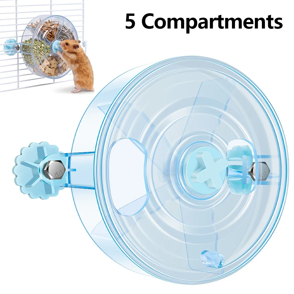 Rotating Rat Foraging Toy Interactive Slow Feeder with 5 Compartments Hanging Transparent Hamster Enrichment Toys Pet Supplies