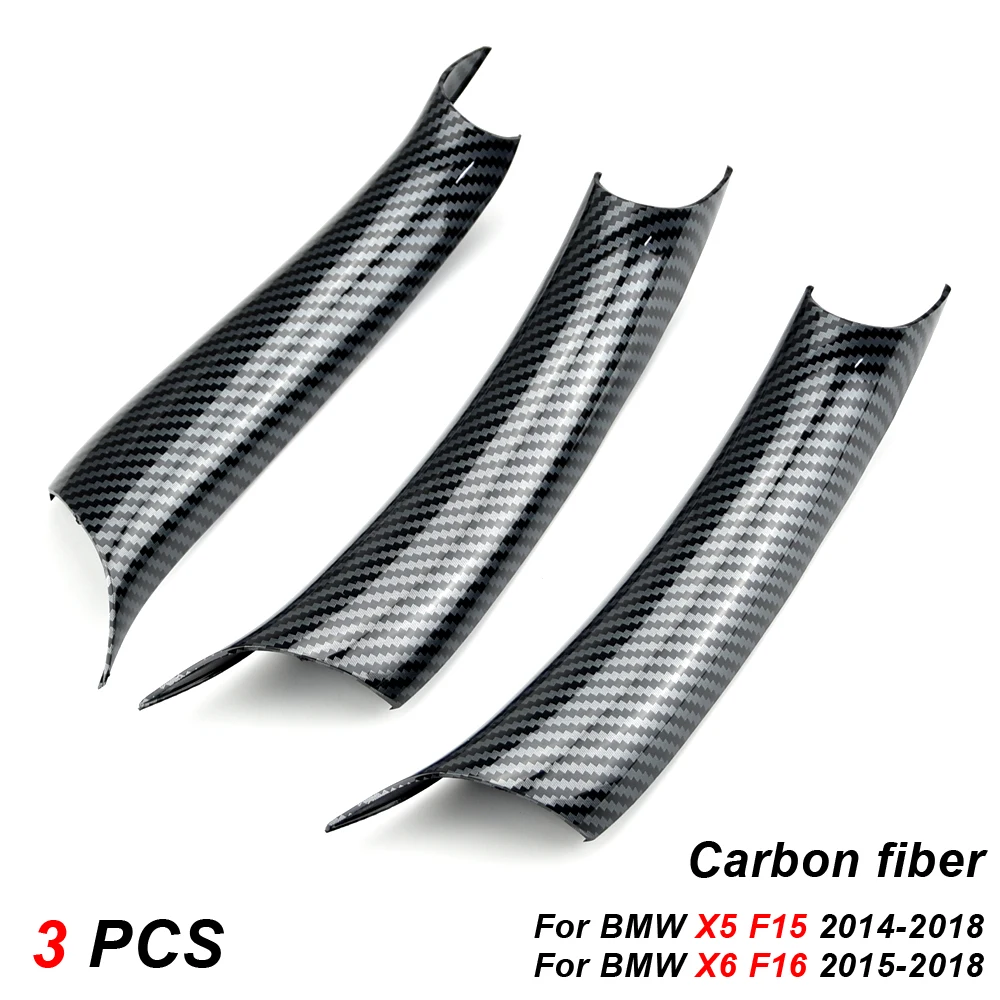 For BMW X5 X6  F15 F16 2014-2018 Car Interior Carbon Fiber Texture Door Pull Handle Protective Cover Trim