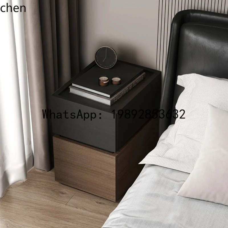 ultra-narrow solid wood bedside table simple modern black oak bedroom light luxury bedside small storage cabinet
