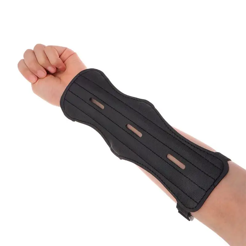 Adjustable Leather Archery Arm Guard – 3 Straps Forearm Shield, Comfortable Safe for Bow Hunting & Target Practice
