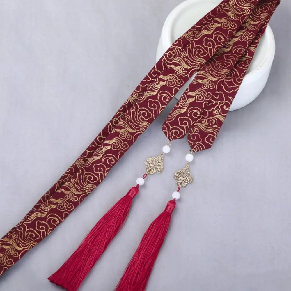 Embroidery Chinese Style Hair Band Dragon Horse Face Skirt Ornament Hanfu Hair Accessories Tassel Crane Bow Ribbon Headwear