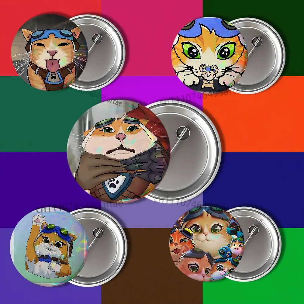 O-Overwatch JetpackS cat Badges25 32 44 58 75mm Round Cosplay Pin Fans Collect Friends Gifts Brooch Souvenir Custom