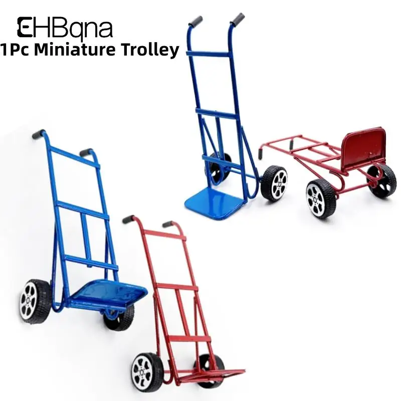 1:12 Miniature Metal Hand Truck For Outdoor Fairy Patio Garden Dollhouse Accessories Doll House Decoration