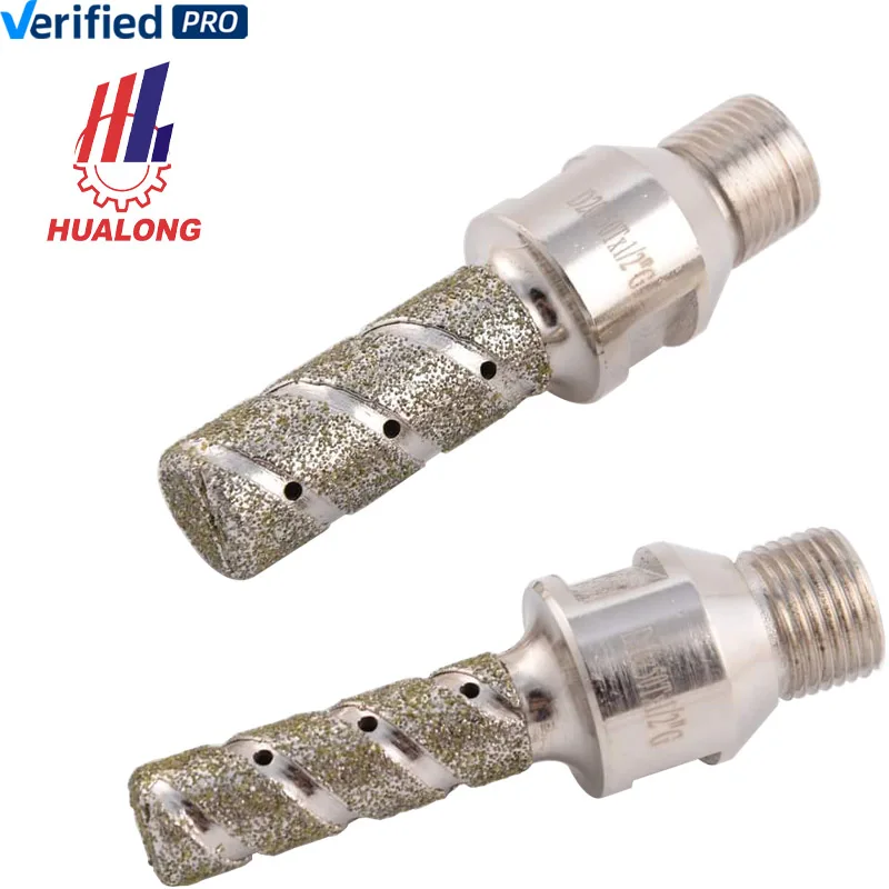 Hualong Machinery 1/2 Gas Diamond CNC Tool Countersink drill milling Router Electroplated Finger Bit for granite marble stone