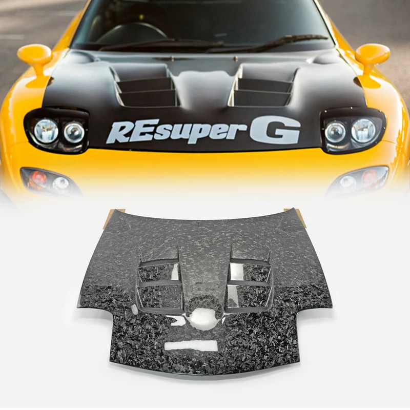 

For MAZDA RX7 FD3S RE Style Hood, Carbon Fiber Material, Direct Fit Exterior Body Part, Sporty Upgrade