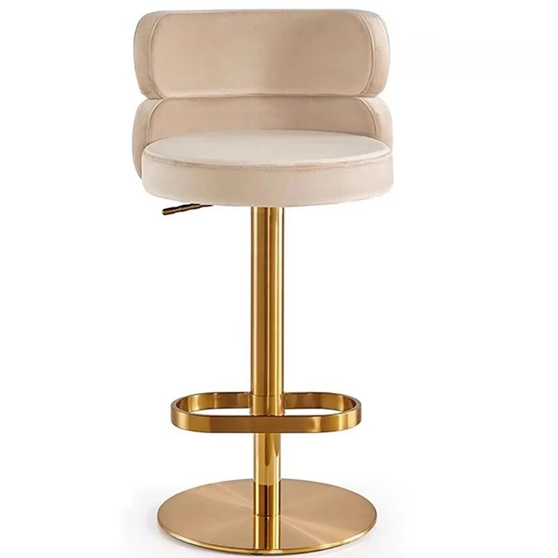 Luxury Velvet Bar Stool Modern Design Gold Recreational High Quality Party Chairs Round Stylish Taburetes De Bar Furniture