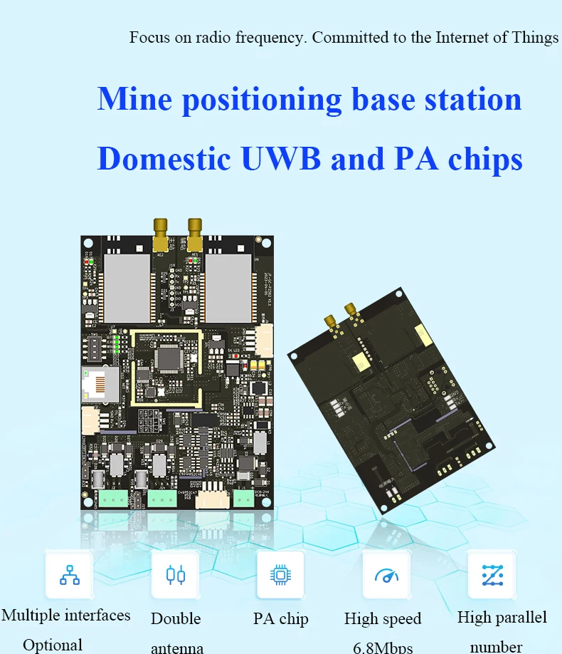 UWB GC-P2302 UWB módulo de estação base de posicionamento de banda ultra larga DW1000 desenvolvimento gratuito de alta potência de equipamentos de pessoal de minas