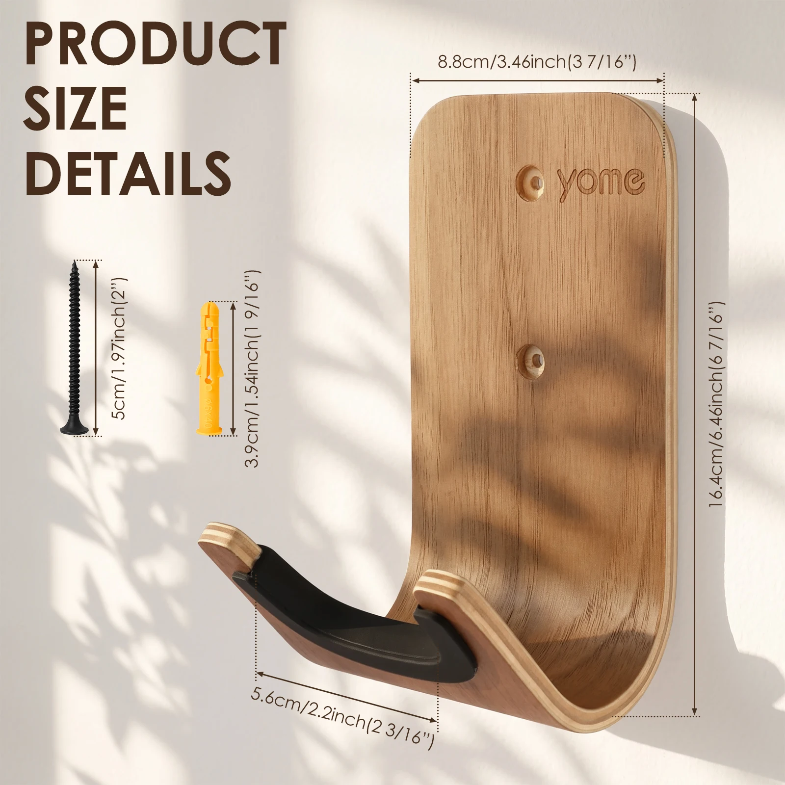 Guitar Wall Hanger Wooden Guitar Holder Padded Hook For Acoustic Electric Bass Guitar Mount Music Room Studio Bedroom Storage