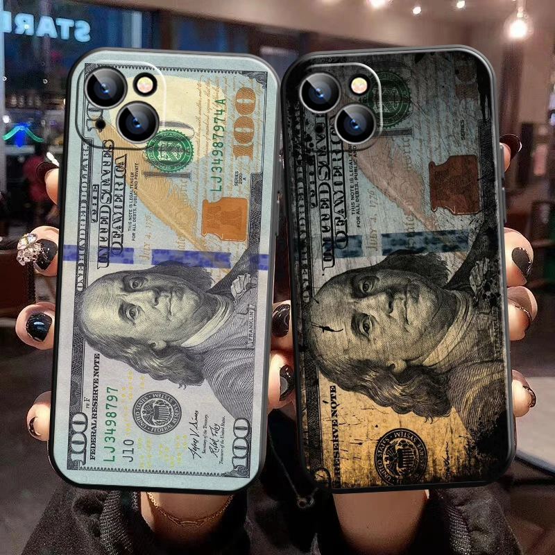 USD Dollar Cash Luxus Telefon Fall Für iPhone 15 14 13 12 11 Pro Max 13 12 Mini 6 7 8 plus Coque Funda Weiche Zurück Abdeckung Carcasa