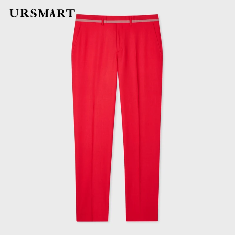 Classic Red Men's Pants 2024 Spring and Autumn New Product British Fashion Elegant Style Customized Pants for Men