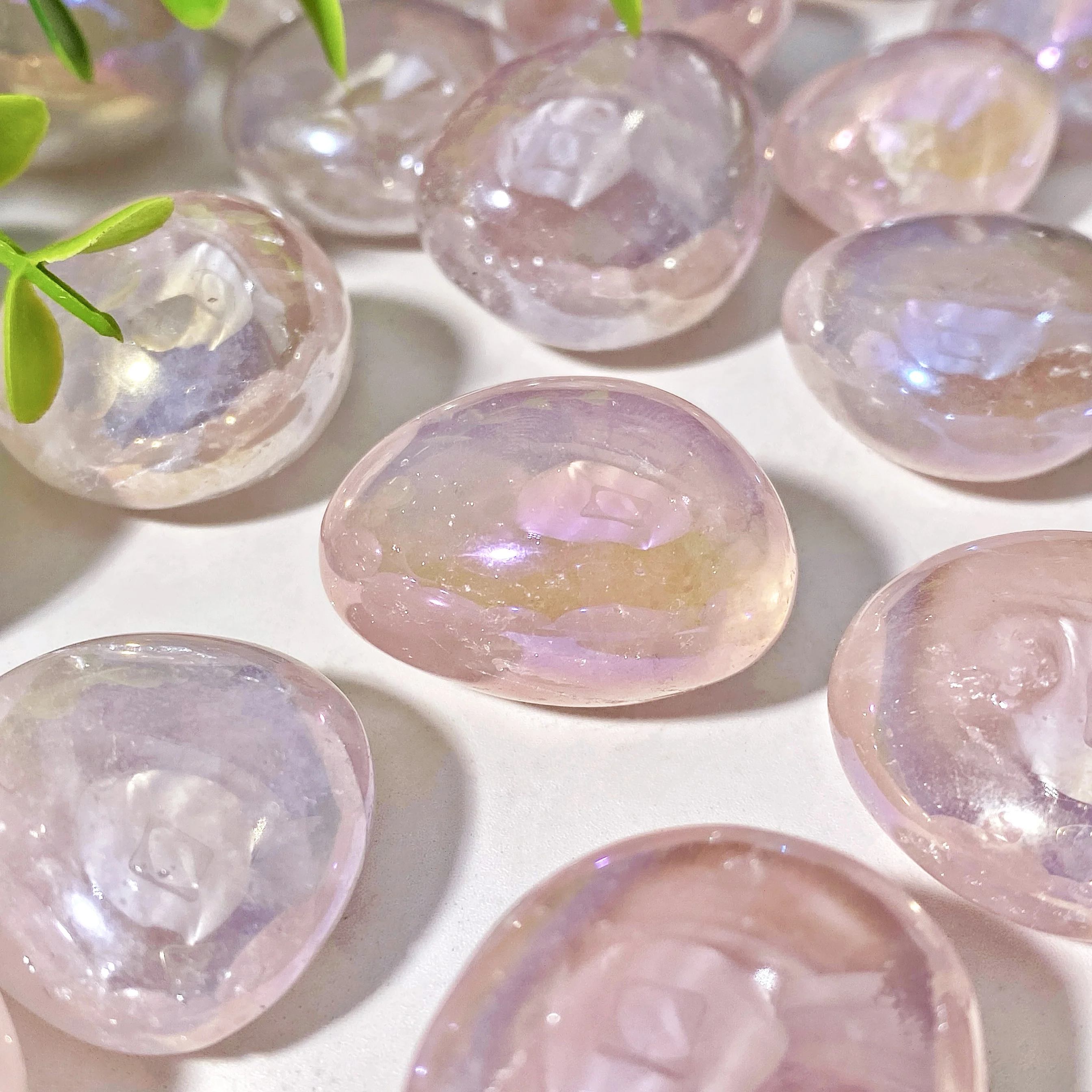 2PCS 10-30mm High Quality Aura Rose Quartz Natural Tumbled Crystal Stones Natural Crystals Chip Quartz Minerals, Gemstones.