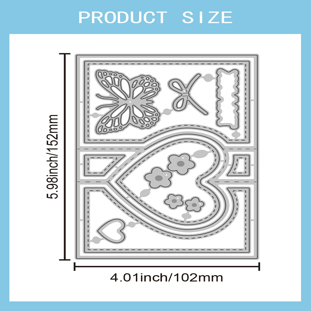 1pc Herz Karte Thema Carbon Stahl Schneiden Stirbt Schablonen für Scrapbooking Fotoalbum Dekorative Präge Papier Karte Rechteck