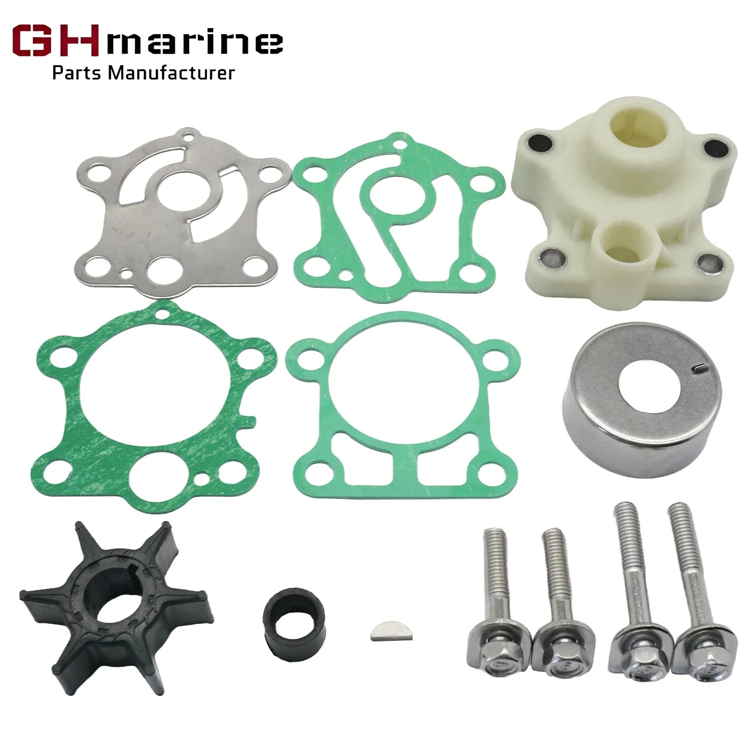 Water Pump Impeller Repair Service Kit with Housing for Yamaha 25 30 HP 2 Stroke 3 Cyl Outboard Engines 18-3430 6J8-W0078