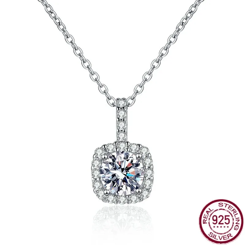 

S925 Silver Pendant Women's All Diamond Pendant Women's 1 Carat Moissanite Pendant Necklace D Color Jewelry Wholesale