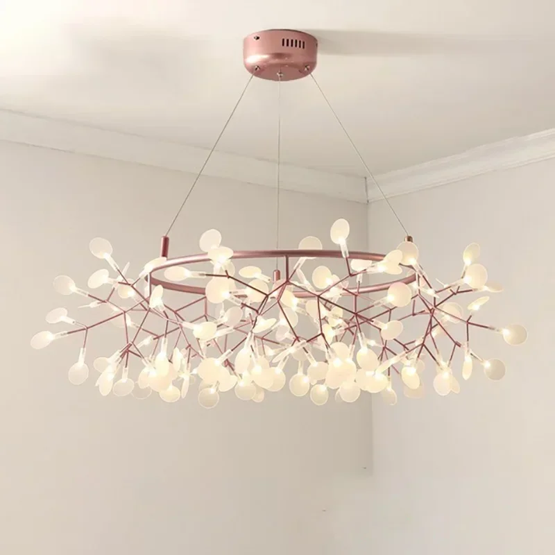 Ceiling Chandelier Nordic Hanging Living Room  Modern Kitchen Firefly Lamp Round  Lighting