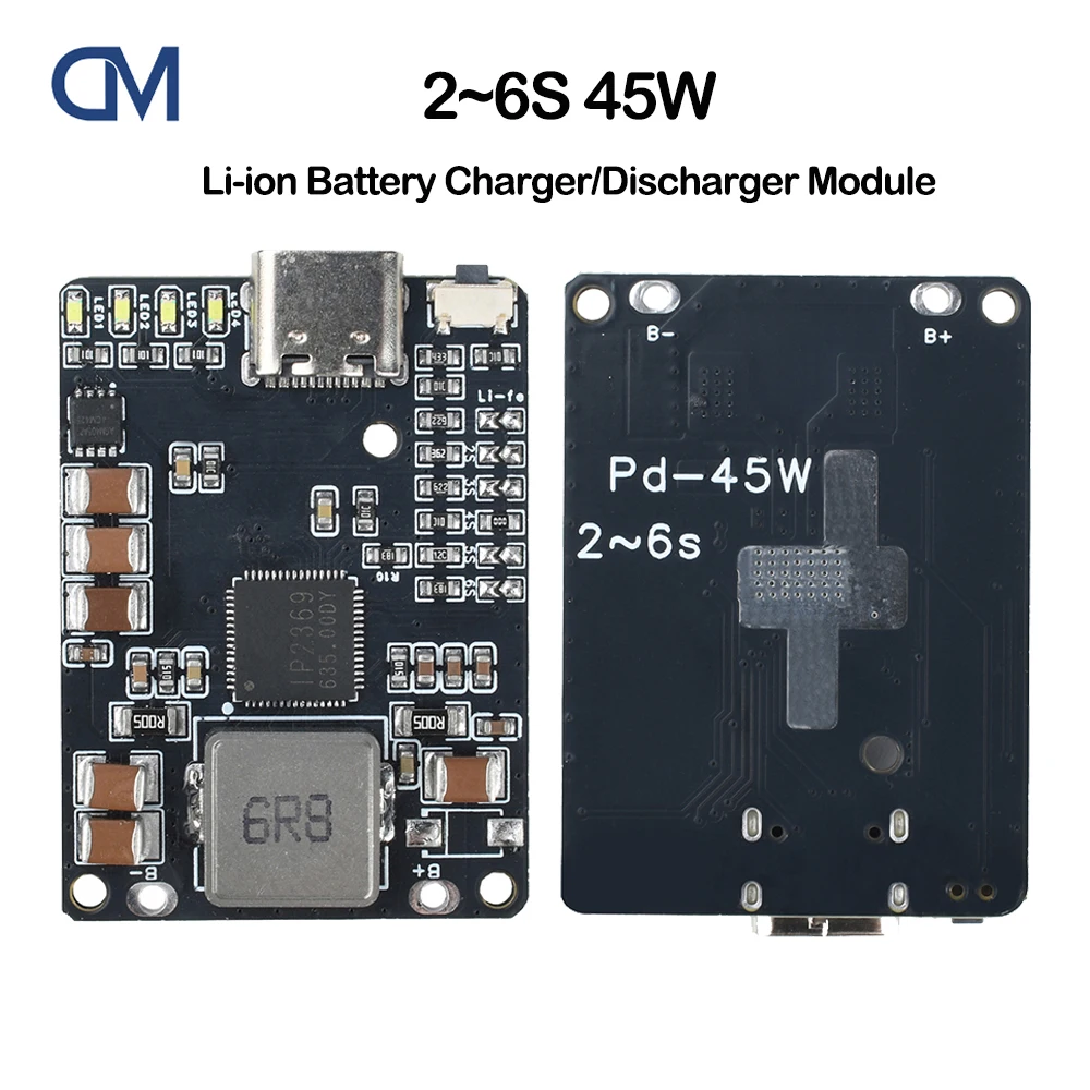 2S~6S 45W lithium Battery Charging Discharging Module Li-ion/LiFePO4 Batteries Charger Type-c Interface