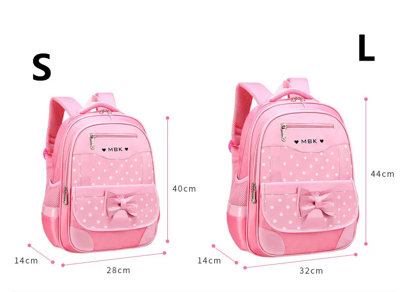 2024 Korean dot printed children backpack for teenage girls Cute bow waterproof kids school bags 2/6 wheels Trolley schoolbag