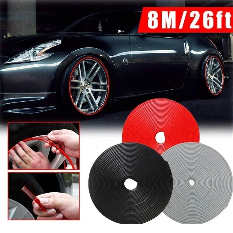 

8M/ Roll Rim Blades Car Vehicle Color Wheel Rims Protectors Decor Strip Tire Guard Line Rubber Mounding Trim Tire Guard Line
