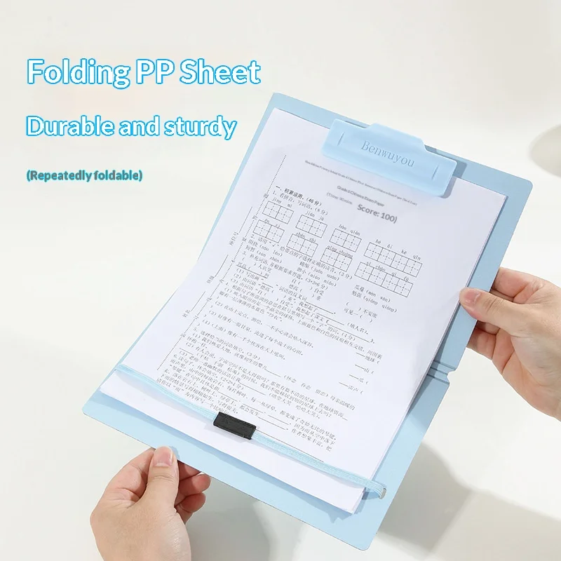 Foldable A5 Clipboard Folder with Binding Strap Writing Pad Board for Office Meeting, and Nurse Use Durable Document Organizer
