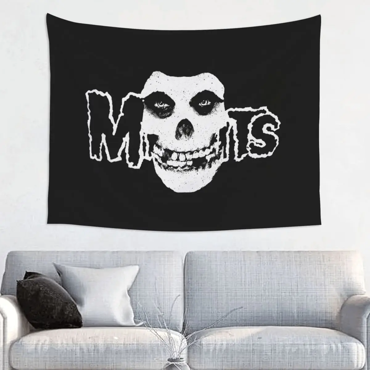 Custom Rock Punk Band Misfits Skull Face Tapestry Wall Hanging for Living Room Hippie Heavy Metal Tapestries Home Decor