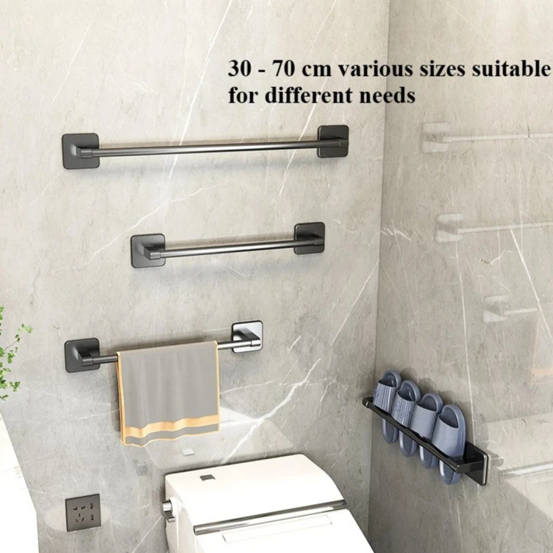 

Алюминиевая полка для хранения банных полотенец в ванной комнате Минималистичные вешалки для полотенец Ванная комната без дырокола Пистолет серый стержень для полотенец