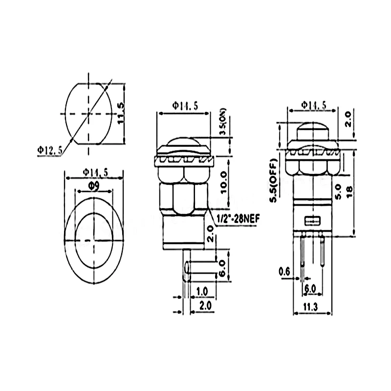 6pcs Self-Lock /Momentary Pushbutton Switches DS228 DS428 12mm OFF- ON Push Button Switch 3A /125VAC 1.5A/250VAC DS-228 DS-428