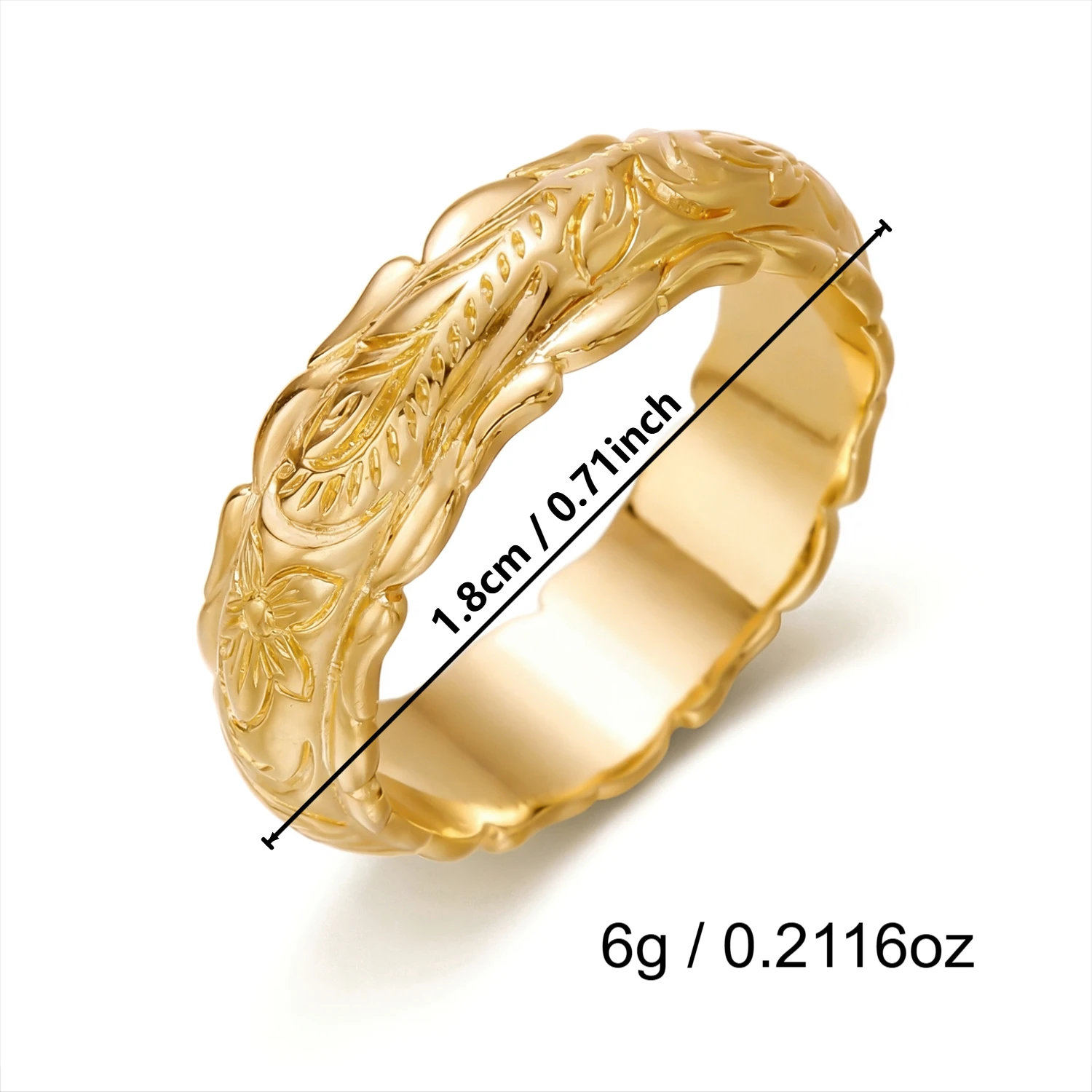 Minimalistischer Ring mit ausgehöhltem Muster für Damen, Messingmetall, goldfarben, Rosenblüten-Fingerring, zarter Verlobungs- und Hochzeitsschmuck – Detail 7
