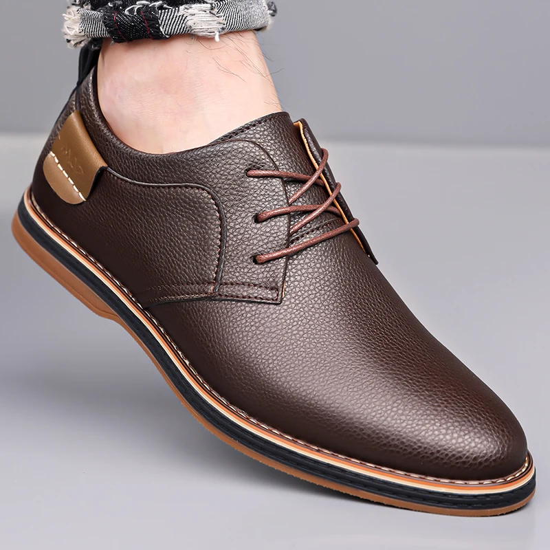 Men's Business Leather Shoes, Breathable & Comfortable, Soft Anti-slip Sole, for Driving, Outdoor Use & Daily Commute-XH202