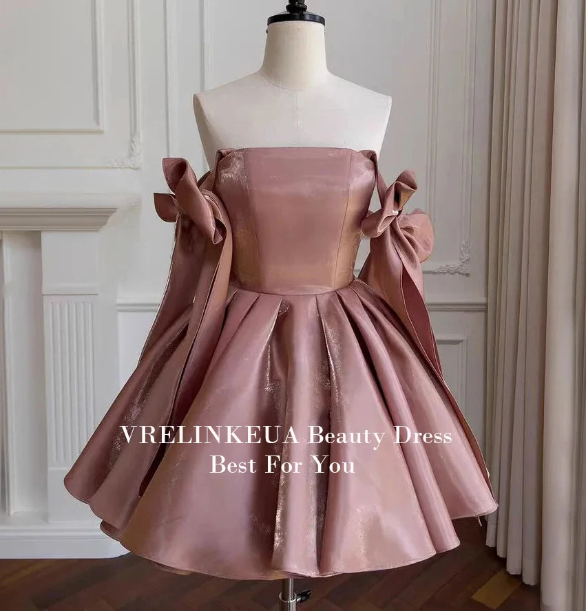 

A Line Pleat Luxury Organza Graduation Dress With Bow Sweet 15 16 Spaghetti Straps Mini Homecoming Dresses For Teens Customized
