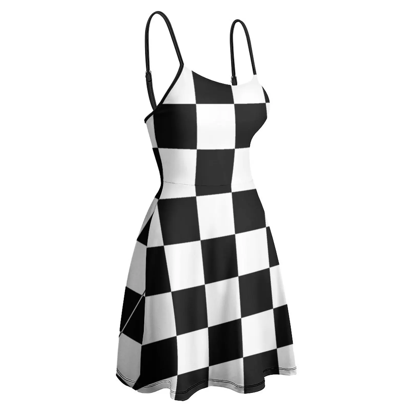 Checkered Flag. Chequered Flag. Motor Sport. Checkerboard Women's Sling Dress  Strappy Dress Classic Sexy  Woman's Dress  Clubs