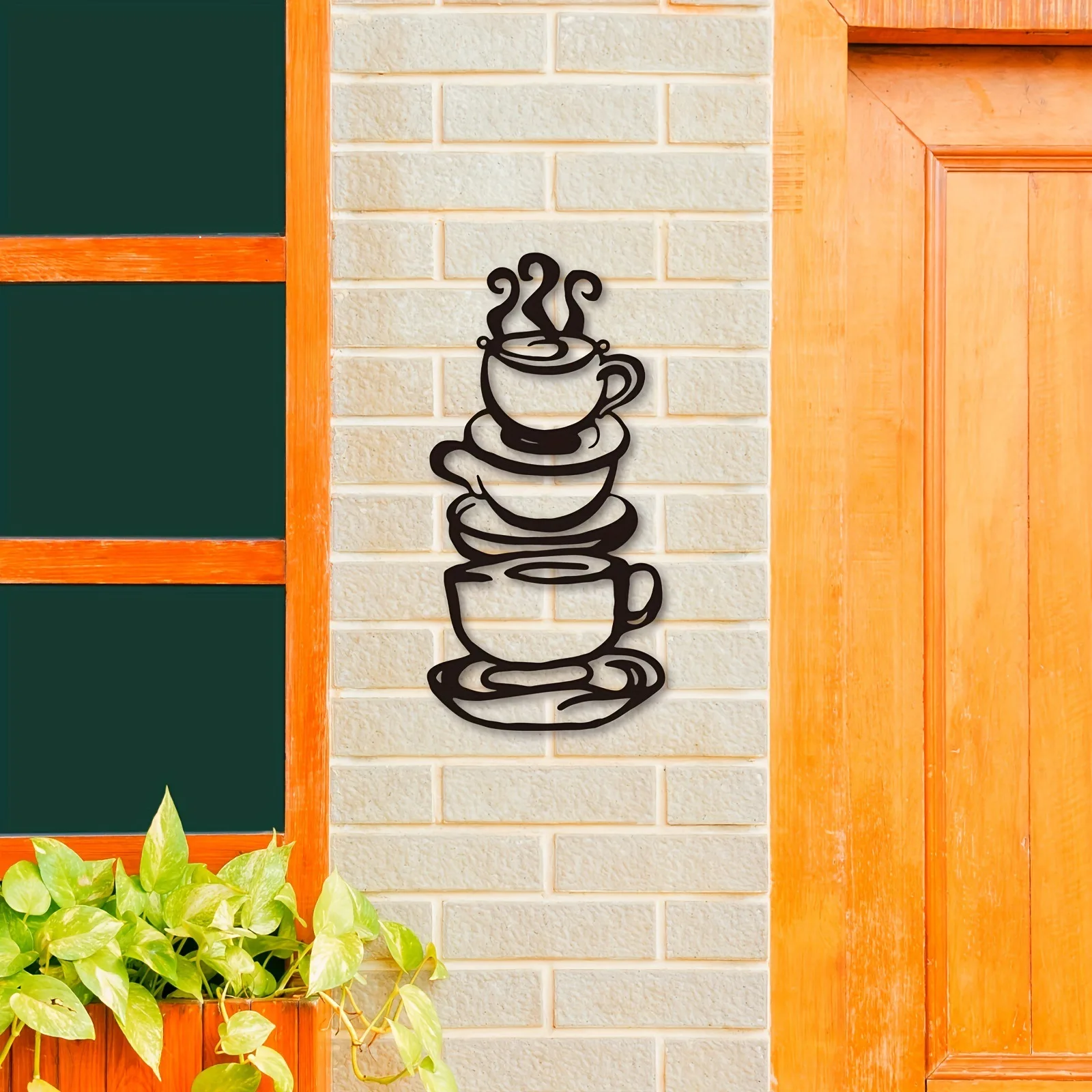 NEW metal coffee cup decoration Black coffee cup silhouette wall hanging Metal coffee shop kitchen and restaurant decoration