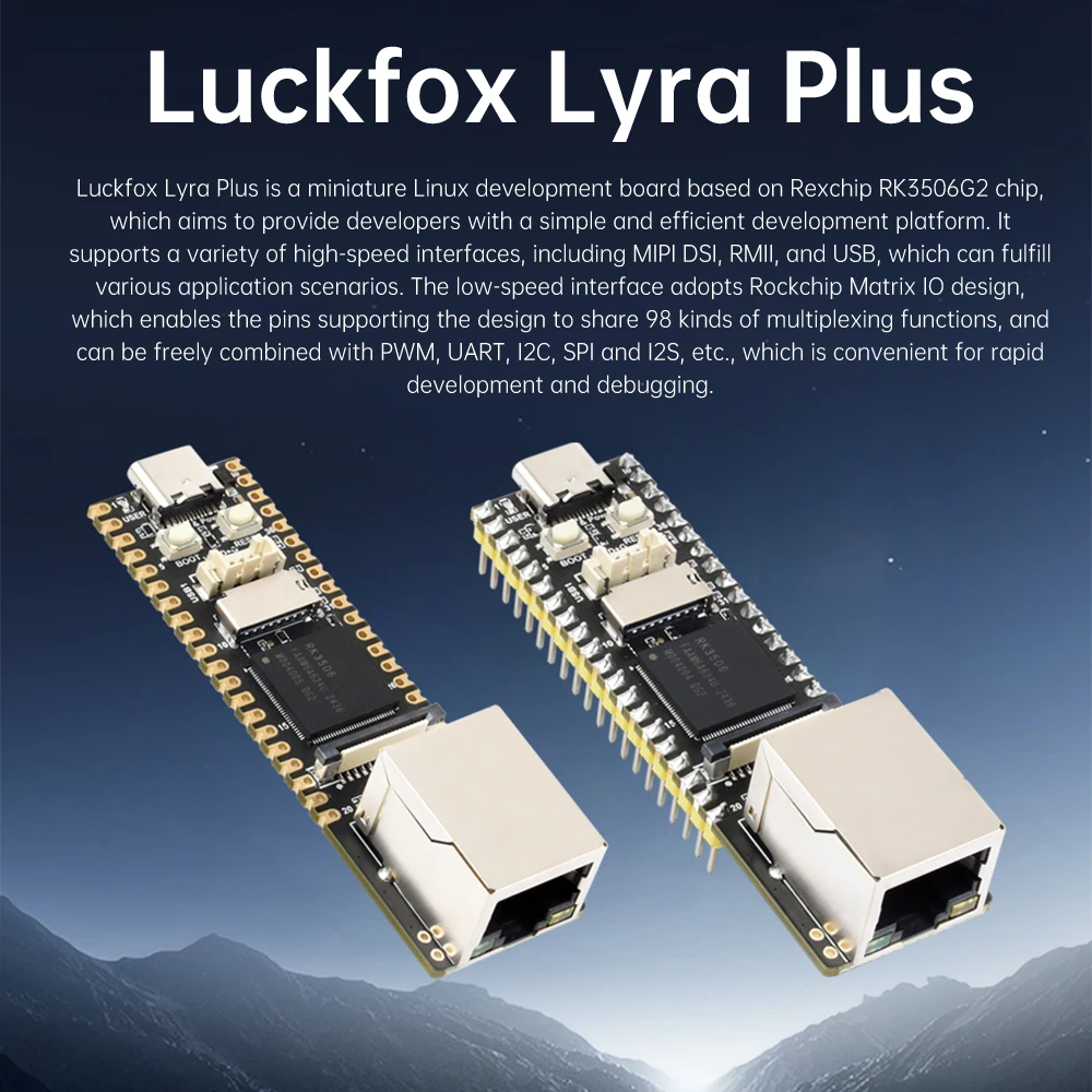 Luckfox Lyra Plus LuckFox RK3506G2 Mini Placa de Desenvolvimento Linux MINI Placa AI ARM Cortex-A7 MCU 128MB DDRL3 Rockchip