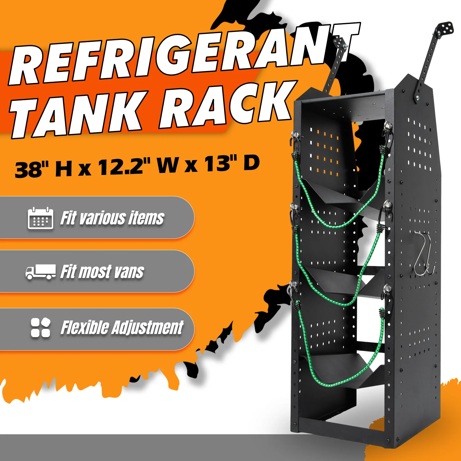 

Стеллаж для хранения фреона 38''H, стальной, с верхней полкой, для фургона