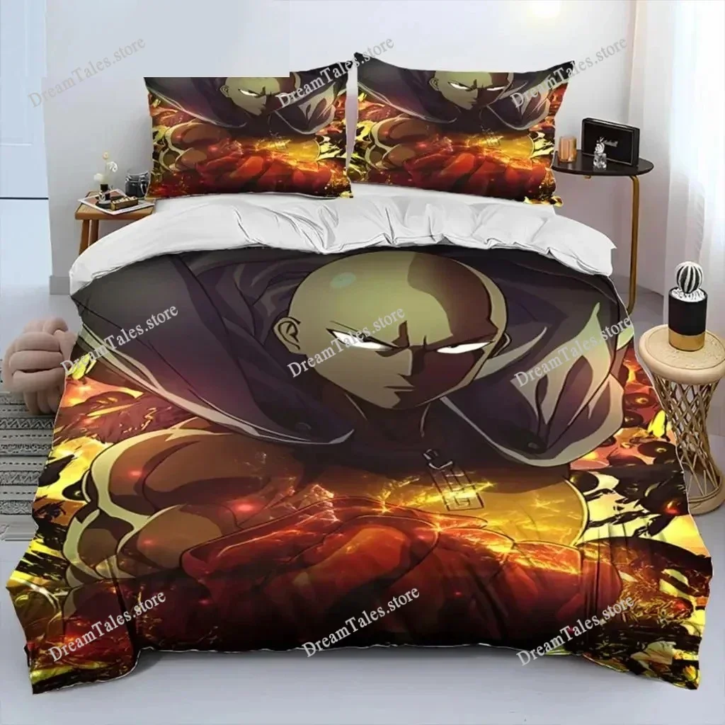 

The Amazing World One-Punch Man Saitama Cartoon Poster Sheets Quilt Covers Bedding Dormitory Sheets Bedding Set Soft Bedding741