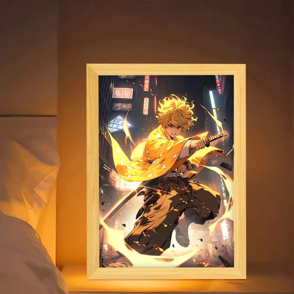 Anime Peripheral Demon Slayer Cartoon Cute High Definition Painting LRD Light Picture Bedroom Desktop Decoration Night Lamp Gift