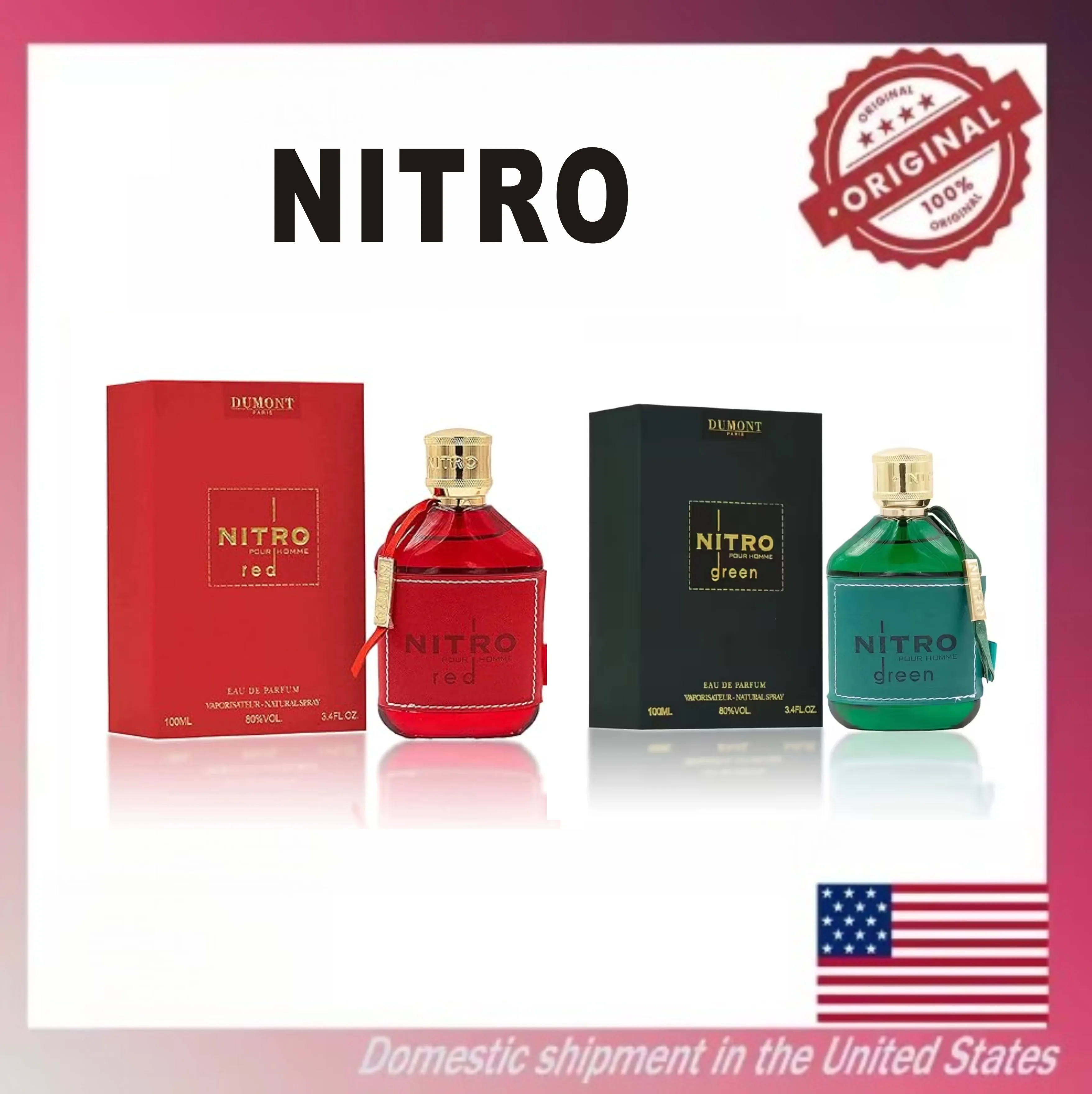 NITRO RED - 3.4oz - Eau De Parfum - Luxury Perfume for Men - Fruit, Woody, Floral & Masculine Fragrance - Long Lasting Cologne