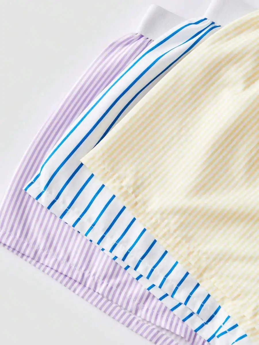 

3pcs Striped Casual Pajama Bottoms For Women