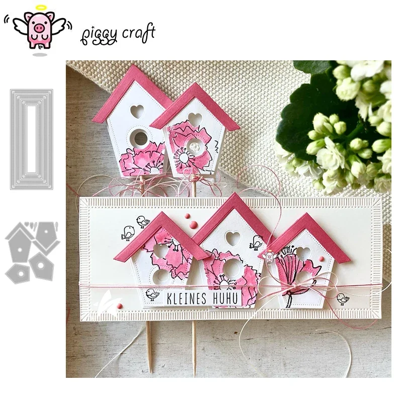 Piggy Craft metalowe matryce do wycinania matryce do wycinania dom kropkowana rama punktowa papier do scrapbookingu nóż rzemieślniczy forma ostrze