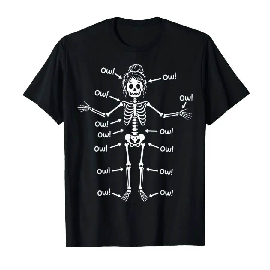 

Funny Chronic Pain Mom Skeleton Ow Meme Mothers Day Humor T-shirt For Men Women 100% Cotton T Shirts Short Sleeve Tops 0427-1