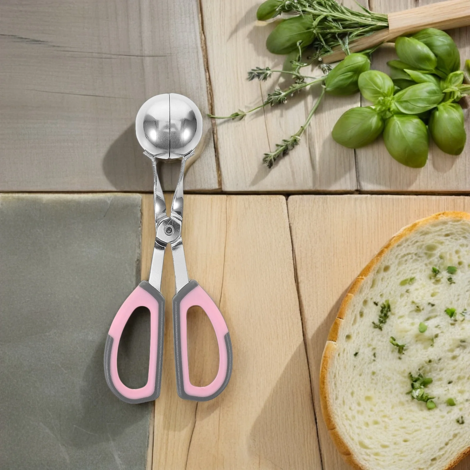 

2Pcs Antislip Handle Meatball Maker Stainless Steel Kitchen Tool Squeezing Spoon Easy Shaping Manual Press Meatballs Maker