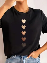 Love Heart Print Women T Shirt Summer Funny Short Sleeves O Neck Tops Tee Female 90s Casual Fashion Clothing