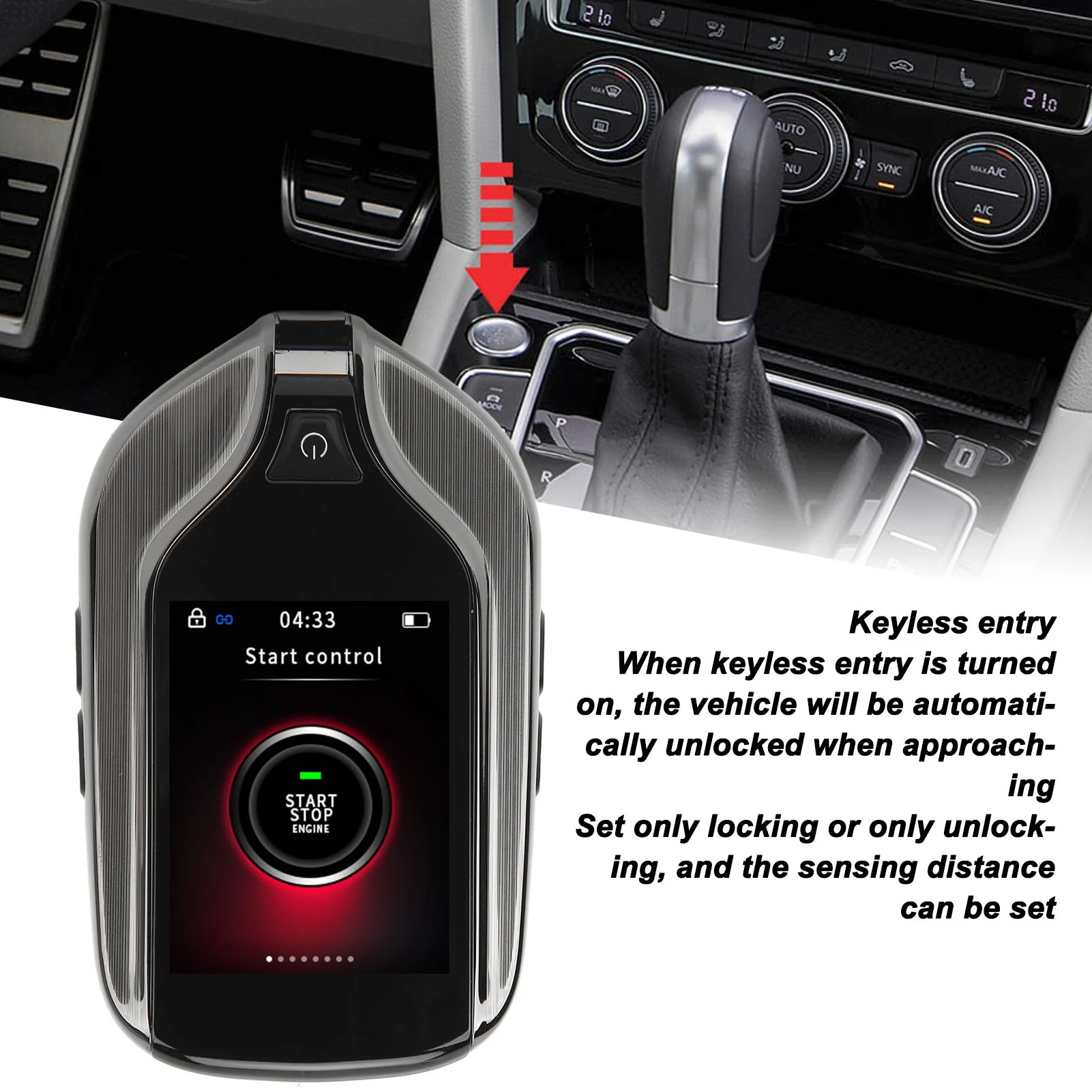 MA‑100 LCD  Smart Key Remote Keyless Entry for All Start Stop Engine Button  Smart Remote Car Key